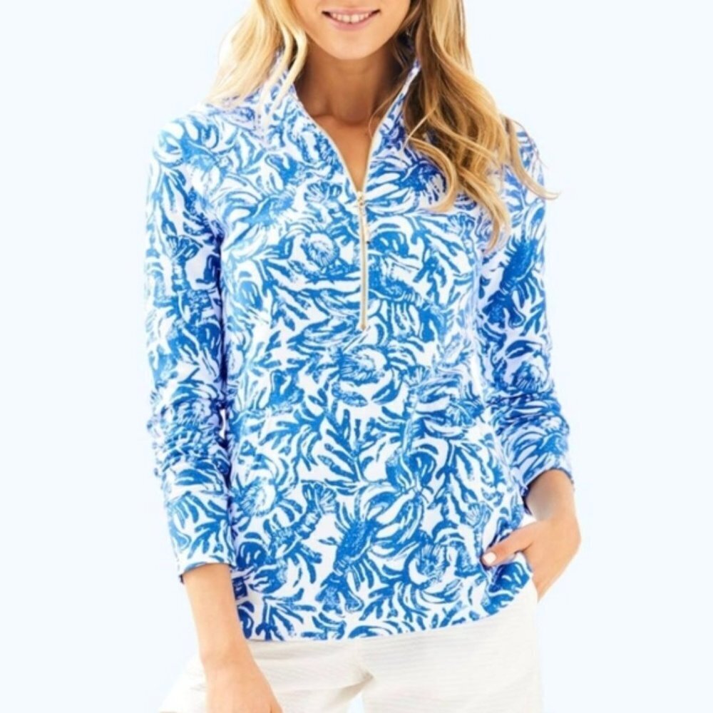 Lilly Pulitzer UPF 50+ Skipper Pullover in Resort White On a Roll size Large NWT